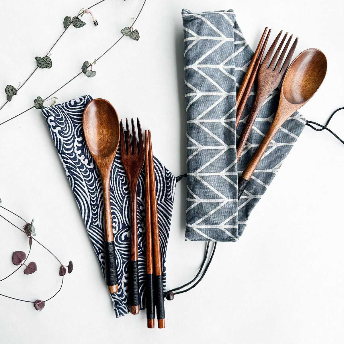 Reusable Handmade Natural Wood Cutlery Set