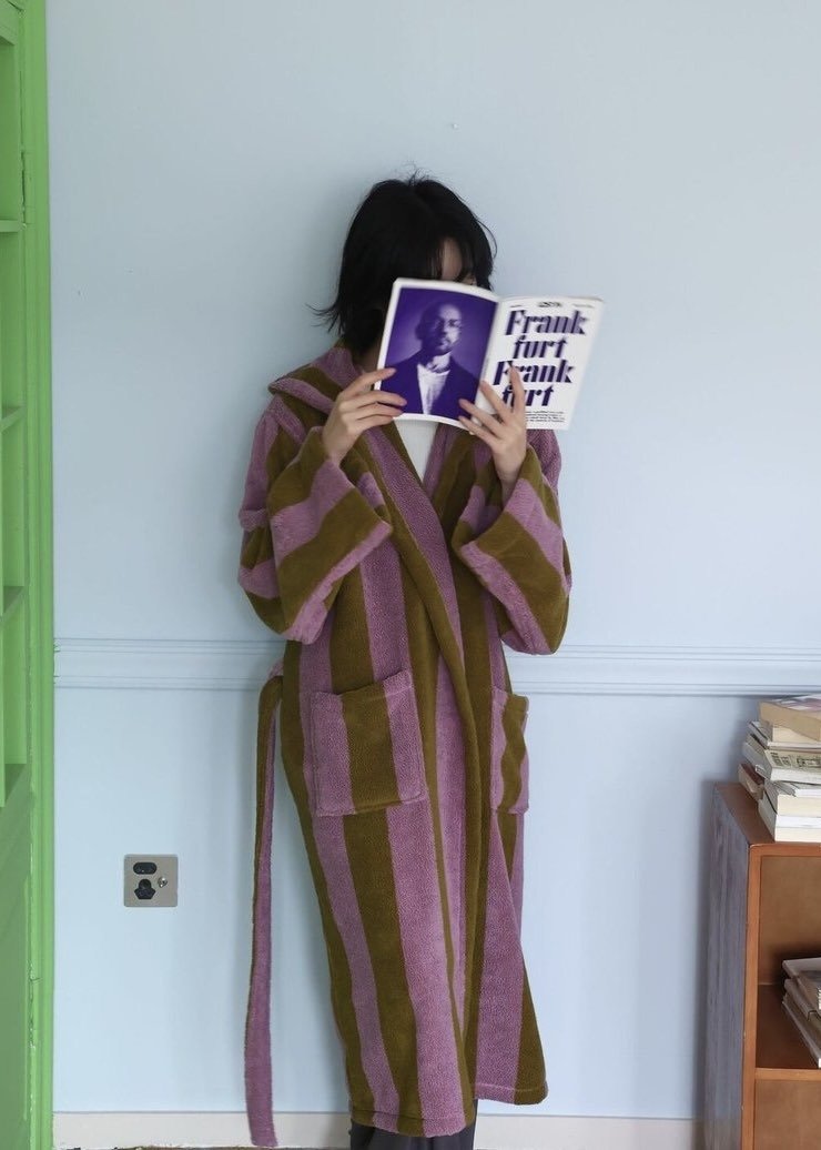 Ultra Soft Retro Whimsical Stripe Organic Bath Robe