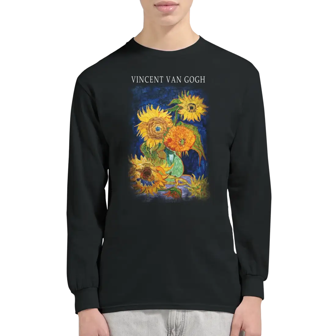 Van Gogh Five Sunflowers 1888 Artwork Long Sleeve Shirt